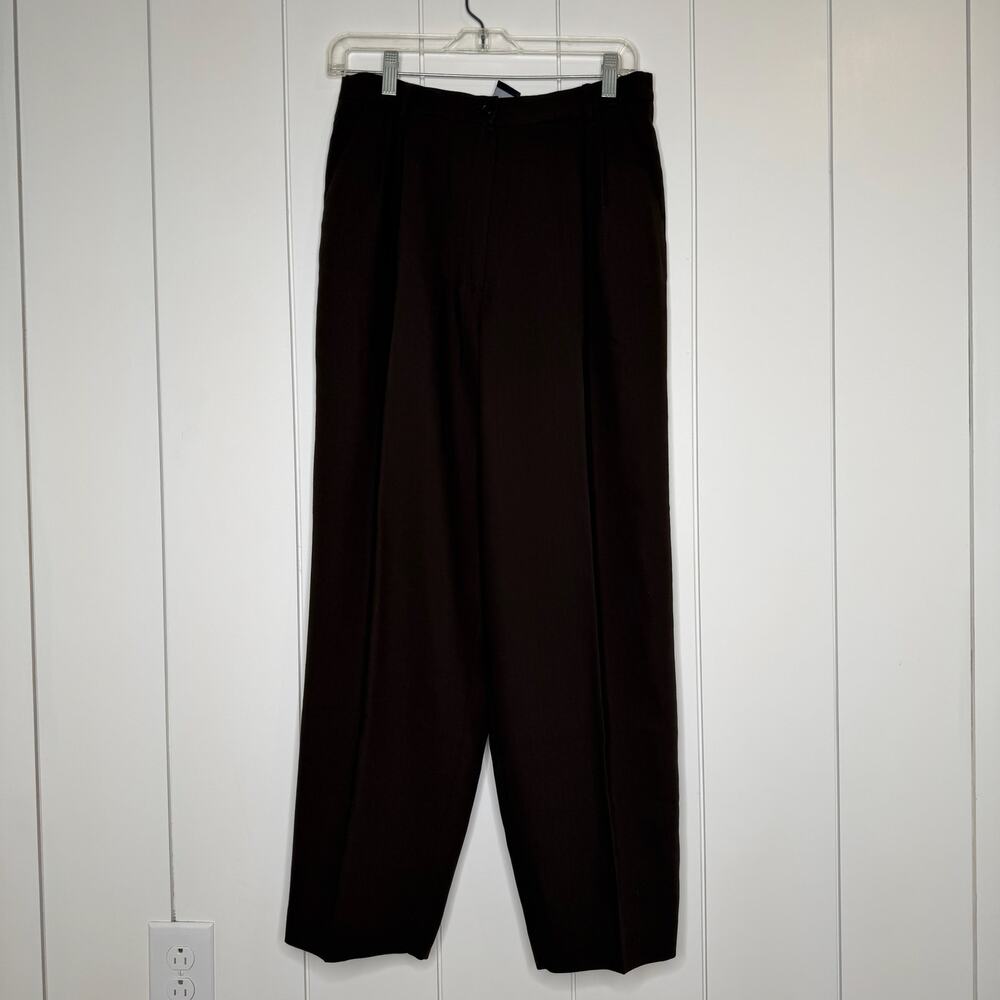 Liz Claiborne Brown Wool Blend Pleated Wide Leg Trousers Women’s 12P